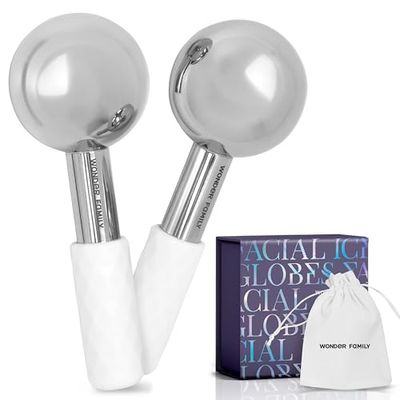Facial Ice Globes for Face Care - Ice Roller for Face for Women &amp; Men - Hot &amp; Cold Therapy in Cooling Eye Stick - Eye Depuffer Tool - Stocking Stuffers for Women - 1 Pair of Cold Globes For Facials