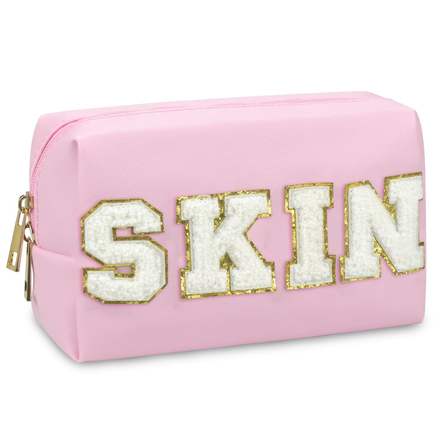 Gosuoa Preppy Makeup Bag,Skincare Bag,PU Leather Portable Waterproof Preppy Stuff for Travel Toiletry Bag,Makeup Bag for Girls Women