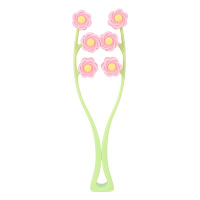 Cosiki Flower Type Massage Roller, Facial Massage Roller Comfortable Handle Massage Roller Plastic Material with face Roller for Legs for arms Pink
