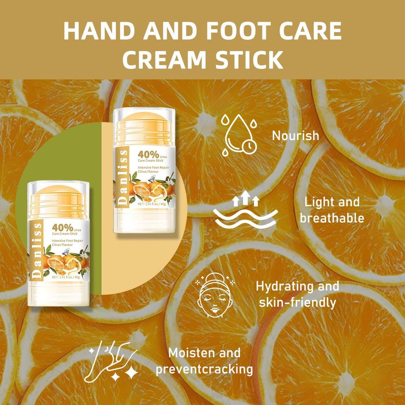 Danliss Urea Cream Stick 40 Percent, Heel Balm, Urea Hand Cream Stick and Foot Cream Stick for Dry Cracked, Cracked Heel Treatment, Moisturizer for Dry Skin Care 1.41 Oz (Citrus flavour)