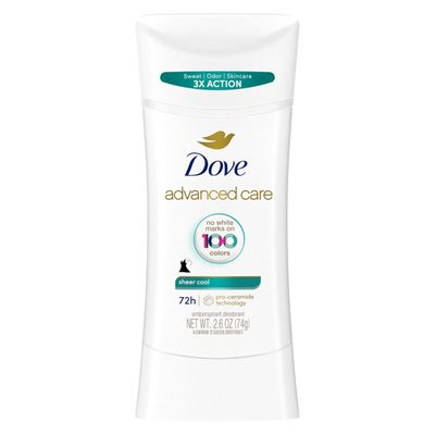 Dove Advanced Care Antiperspirant Deodorant Stick Sheer Cool for Soft, Resilient Skin, with 72-Hour Sweat &amp; Odor Protection, 2.6 oz