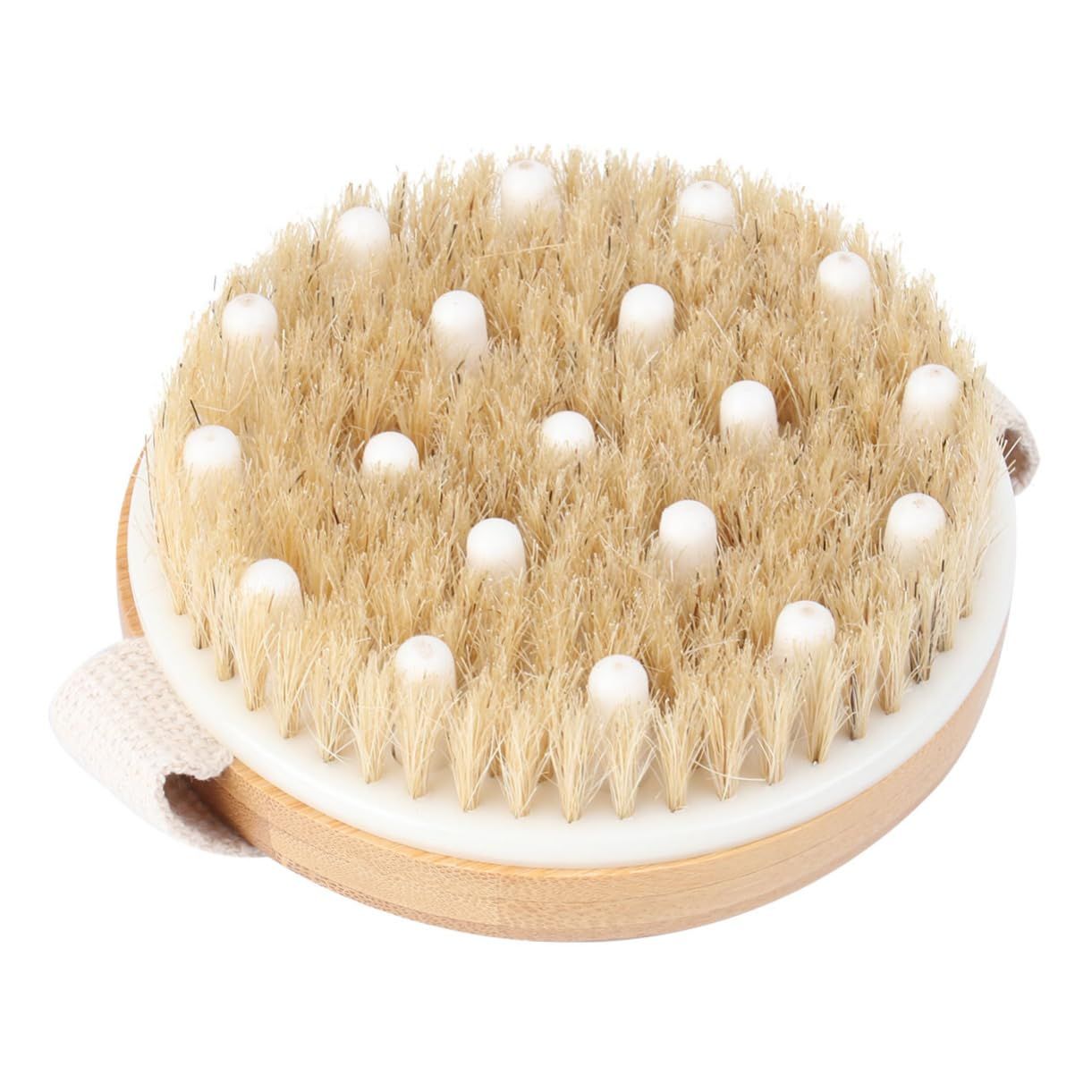 Beatifufu Massage Bath Brush with Natural Bristles Exfoliating Shower Brush for Body Cleaning and Back Massage Bathing Accessory for Spa and Skin Care