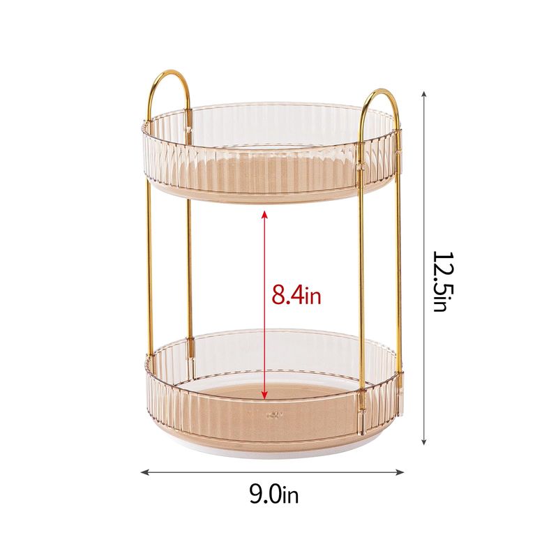 360 Rotating Makeup Organizer, High-Capacity Skincare Clear Storage, Perfume Organizers, Spinning Cosmetic Dresser Organizer, Countertop Vanity Organizer, for Bathroom, Dresser (Honorable Gold,2-Tier)