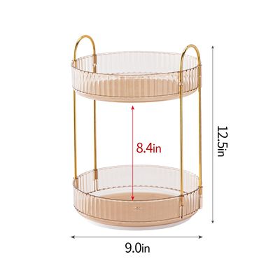 360 Rotating Makeup Organizer, High-Capacity Skincare Clear Storage, Perfume Organizers, Spinning Cosmetic Dresser Organizer, Countertop Vanity Organizer, for Bathroom, Dresser (Honorable Gold,2-Tier)
