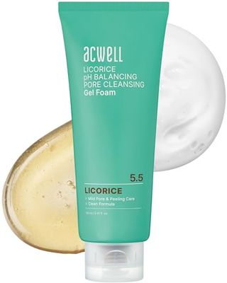 ACWELL Licorice pH Balancing Pore Cleansing Gel Foam - Gentle, Hypoallergenic Facial Cleanser for Clear, Smooth Skin, Deep Pore Cleaning with Licorice Extract, LHA, for All Skin Types, 5.4 fl.oz.