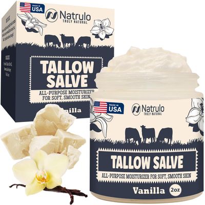 Beef Tallow Salve - All Natural Grass Fed Beef Tallow &amp; Honey All Purpose Balm - Moisturizing Body Salve Great for Eczema, Cracked, Dry, Itchy, Irritated Skin - Skin Repair Skincare Made in USA