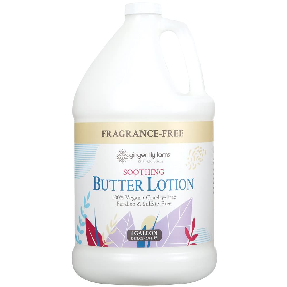 Ginger Lily Farms Botanicals Soothing Butter Lotion for Dry, Sensitive Skin, 100% Vegan &amp; Cruelty-Free, Fragrance Free, 1 Gallon (128 fl oz) Refill (pack of 1)
