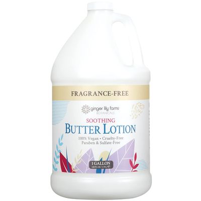 Ginger Lily Farms Botanicals Soothing Butter Lotion for Dry, Sensitive Skin, 100% Vegan &amp; Cruelty-Free, Fragrance Free, 1 Gallon (128 fl oz) Refill (pack of 1)