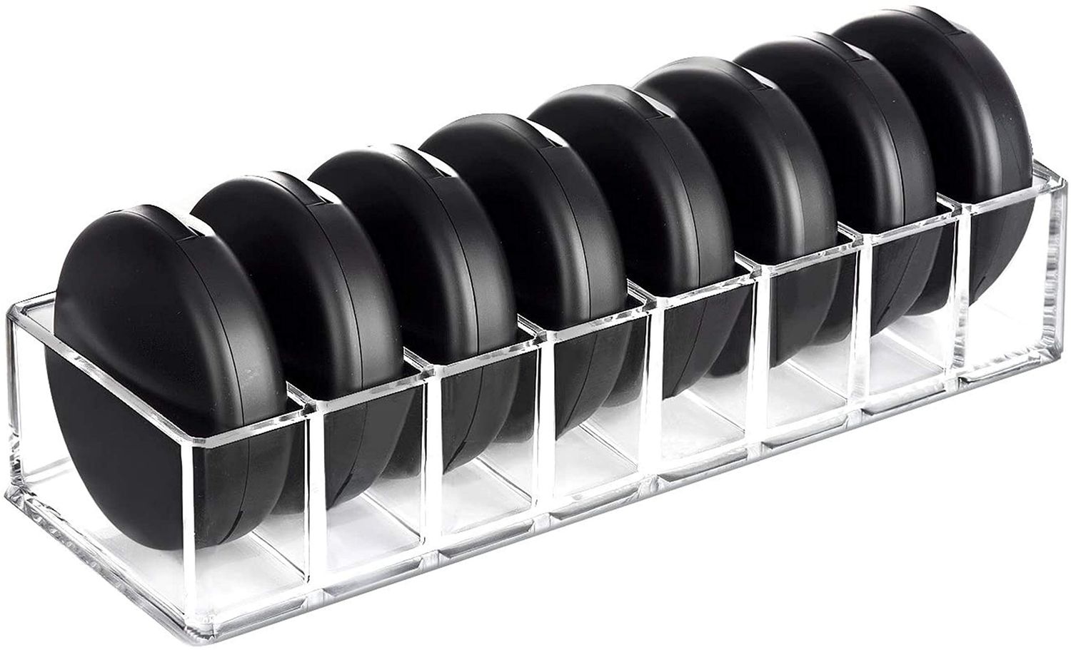 HBlife Clear Acrylic Makeup Compact Organizer, 8 Spaces Vanity Organizer Stand Eyeshadow Pallet Storage for Lipstick Bronzer Powder Highlighter, Skincare Cosmetic Display Cases for Bathroom