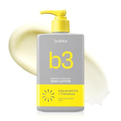 b.clinicx Niacinamide 5% Brightening Body Lotion (10.14 fl oz / 300ml) - Even Skin Tone Antioxidant-Rich Lotion for Women, Vitamin C Lotion for Radiant Skin, Body Moisturizer, Korean Skincare