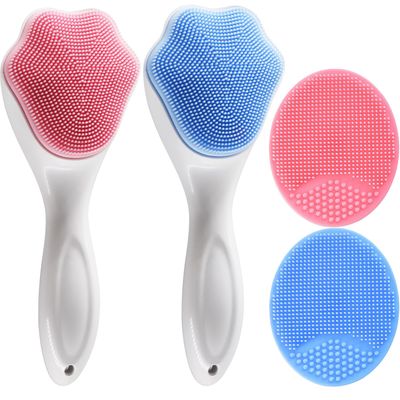 Face Scrubber, Facial Exfoliator, Face Scrub Brush, Soft Face Brush, Silicone Facial Cleansing Brush, Face Exfoliator Blackhead Acne Pore Cradle Cap Face Wash Brush for Deep Cleaning Skin Care 4 Pack