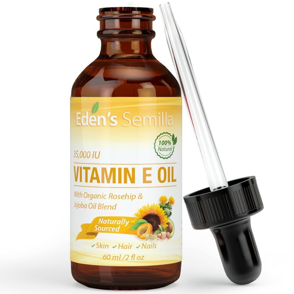 Eden&#39;s Semilla 100% Plant Extract Vitamin E Oil 35,000 IU + Organic Rosehip &amp; Jojoba Blend - Fast Absorbing Skin Protection for Face &amp; Body. Pure Ingredients - Ideal for Sensitive Skin - Use Daily