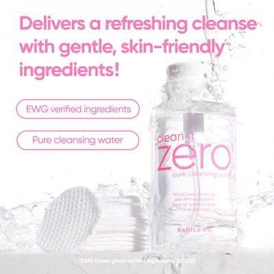 BANILA CO Clean It Zero Cleansing Water Makeup Remover, Gentle Micellar, No Rinse, for all skin types, sensitive skin