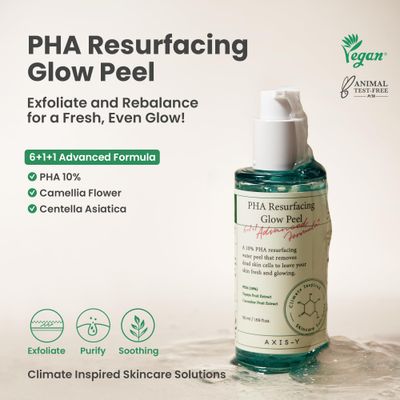 AXIS-Y PHA Resurfacing Glow Peel with 10% PHA, Centella Asiatica & Green Papaya | Mild Exfoliating Peel for Nourished & Glowy Skin | Vegan & Cruelty-Free Korean Skin Care | 50ml / 1.69 fl. oz.