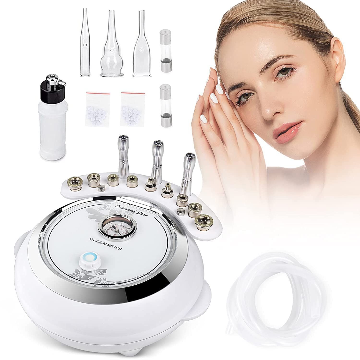 AIMENGXI 3 IN 1 Diamond Microdermabrasion Machine, Professional Beauty Facial Care Equipment Microdermabrasion Device with Vacuum Spray Skin Care for Salon Personal Home Use,108a