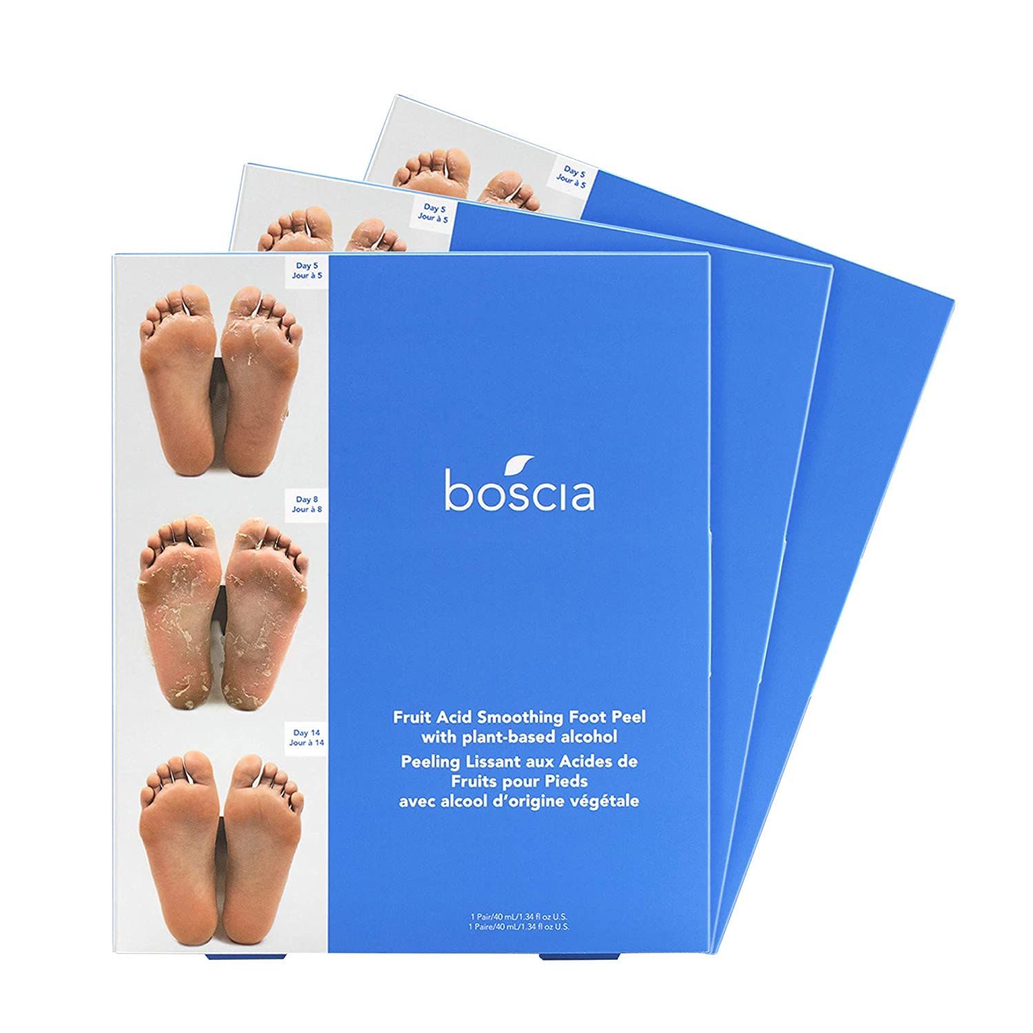 boscia Fruit Acid Smoothing Foot Peel - Vegan, Cruelty-Free, Natural Skin Care - Foot Peel Mask to Soften Callused Skin - Fits Up to Men&#39;s Size 12-3 Pairs