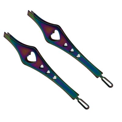 2 in 1 Rainbow Double Ended Tweezers Sharp Slant Precision Tweezer for Eyebrows &amp; Ingrown Hair Removal Skin Care Tool Blackhead Pimple Comedone Remover (2pc)
