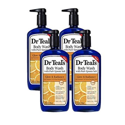 Dr Teal&#39;s Glow &amp; Radiance with Vitamin C &amp; Citrus Essential Oils Body Wash 24oz Pack of 4