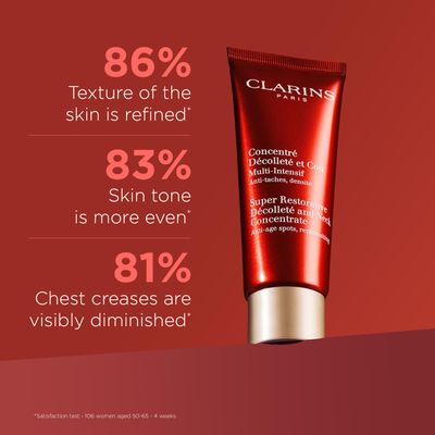 Clarins Super Restorative Dcollet and Neck Concentrate | Deeply Replenishing, Anti-Aging Cream For Mature Skin | Skin Texture Is Refined and Chest Creases Are Visibly Diminished After 4 Weeks*