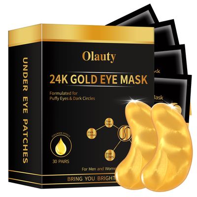 30 Pairs 24K Gold Eye Masks, Crystal Collagen Gel Eye Patches for Puffy Eyes, Reducing Fine Lines, Eye Bags, Moisturizing Cooling Skin Care Pads for Puffiness &amp; Dark Circleseye Patches