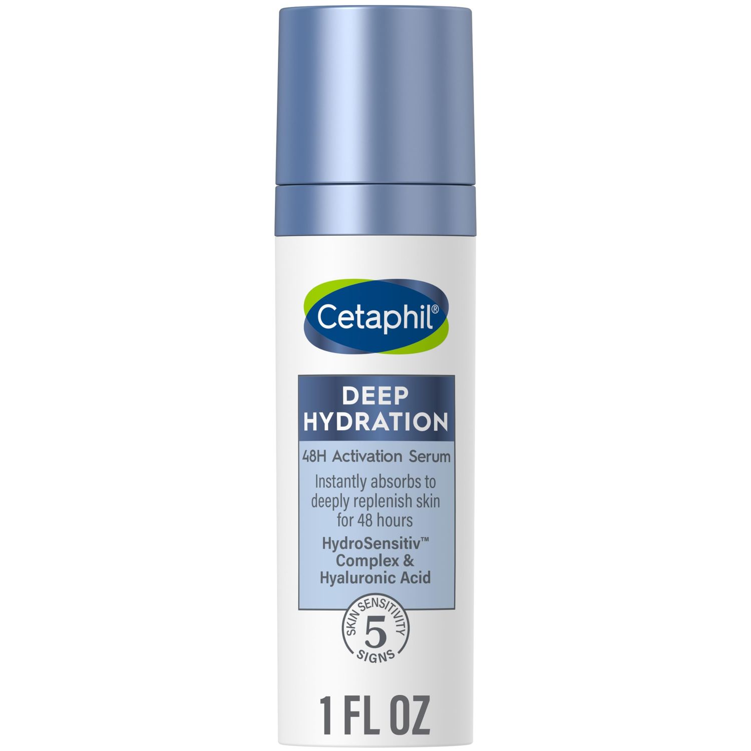 Cetaphil Deep Hydration Fragrance Free 48 Hour Activation Serum, 1 Fl oz, 48Hr Dry Skin Face Moisturizer for Sensitive Skin, With Hyaluronic Acid, Vitamin E &amp; B5, Dermatologist Recommended