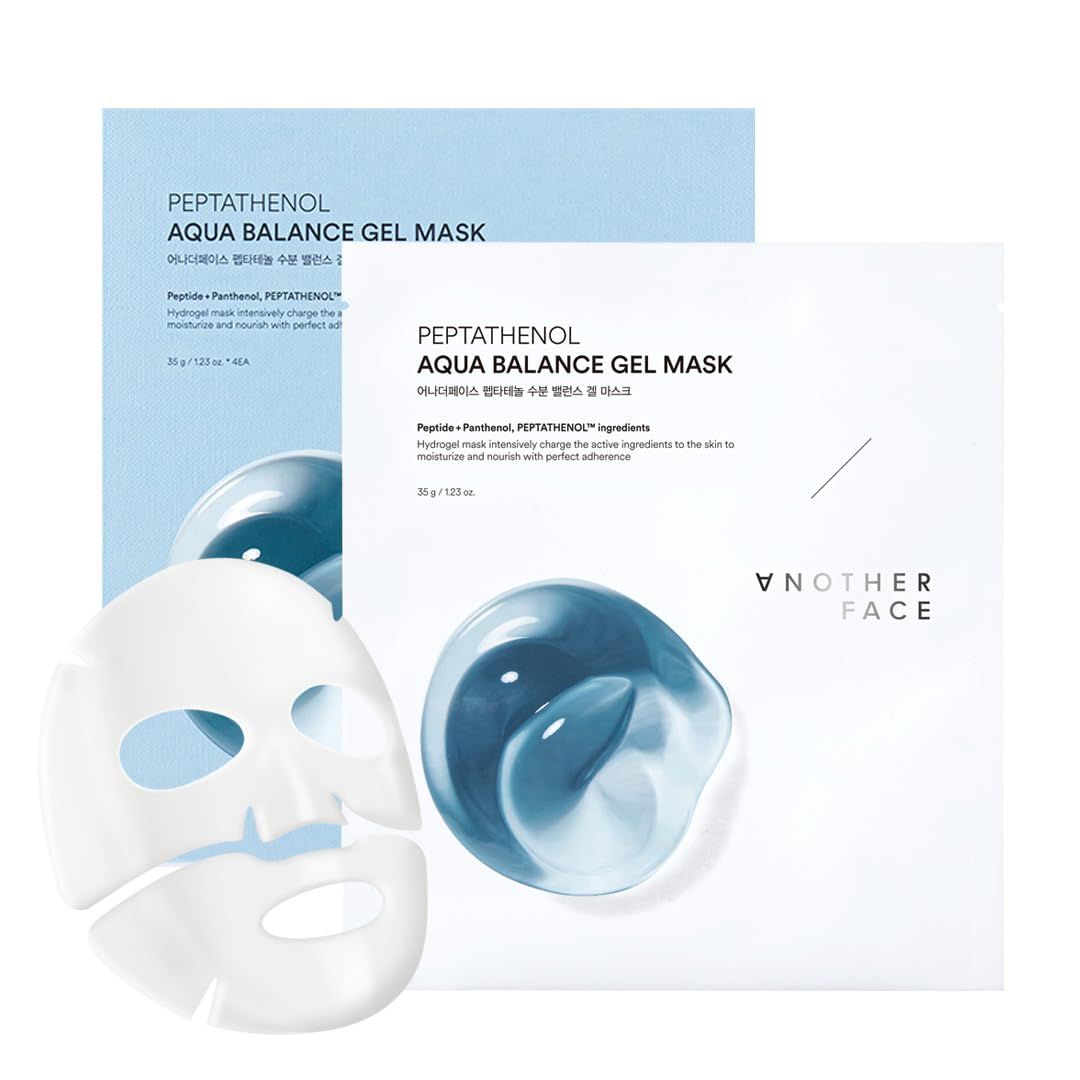 ANOTHERFACE PEPTATHENOL Aqua Balance Mask 4pcs, Overnight Deep Hydrating Hydrogel Mask Pack, Korean skin care, Pore Minimizing, Lifting &amp; Firming, Anti-aging wrinkle care, Non-irritation, Vegan
