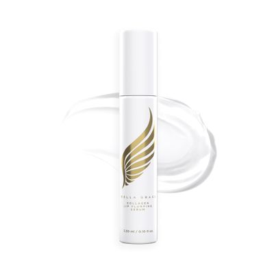 Bella Grace Vegan Collagen Lip Plumper Serum, Vitamin E, Peptides, Hydrating Lip Care Fuller Plumper Looking Lips, Supports Wrinkles, Fine Lines, Elasticity, Paraben, Sulfate &amp; Cruelty Free, 0.1 fl oz