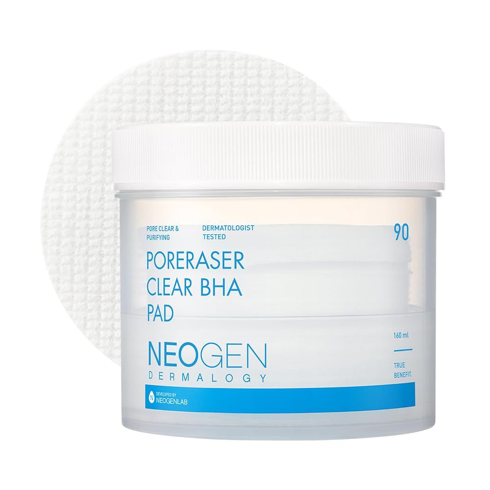 DERMALOGY by NEOGENLAB Poreraser Clear BHA Pad (90 pads) - Facial Exfoliant for Skin Resurfacing &amp; Blackheads &amp; Enlarged Pores with BHA &amp; Tannins &amp; Evening Primrose, Sensitive Skin - Korean Skin Care