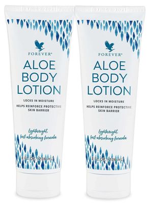 Forever Living Aloe Body Lotion - 2 Pack (8 FL OZ Each) - For Smooth, Hydrated &amp; Healthy Skin - Vegan &amp; Gluten-Free w/Argan Oil, &amp; Macadamia Seed Oil