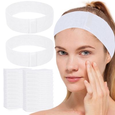 BREENHILL 200 Count Disposable Spa Facial Headbands with Convenient Closure,Stretch Facial Headwraps Soft for Facials Skincare Spa