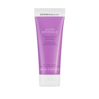 DERMAdoctor Wrinkle Revenge Dermatologist Formulated Antioxidant Enhanced Glycolic Acid Facial Cleanser, Gentle Cream Exfoliating Face Wash for Men and Women - 7.10 oz