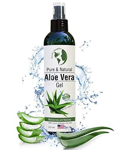 Earth&#39;s Daughter Organic Aloe Vera Gel from 100% Pure and Natural Cold Pressed Aloe - Great for Face - Hair - Acne - Sunburn - Bug Bites - Rashes - Eczema - 8 Oz.