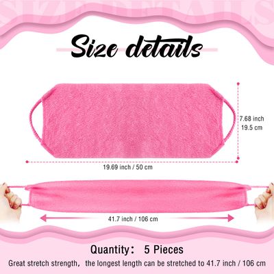 5 Pcs Back Scrubber for Shower Exfoliating Body Scrubber Exfoliating with Handles Washcloth Towel Pull Strap Shower Scrubber for Body Cleans Skin Massages for Women Men One Size