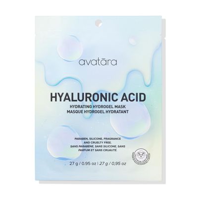 Avatara Hyaluronic Acid Hydrogel Mask, 2-Piece Cooling Facial Mask with Multi-Hyaluronic Combo, Aloe Leaf &amp; White Birch - Plumping &amp; Soothing Antioxidant Face Mask 27g, 1-Pack