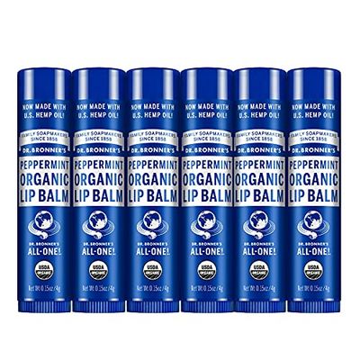 Dr. Bronner&#39;s - Organic Lip Balm (Peppermint, 0.15 ounce, 6-Pack) - Made with Organic Beeswax and Avocado Oil, For Dry Lips, Hands, Chin or Cheeks, Jojoba Oil for Added Moisture, Cooling and Hydrating