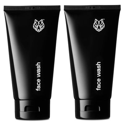 Black Wolf Mens Charcoal Powder Face Wash - 5 Fl Oz, 2 Pack - Facial Cleanser Removes Unwanted Impurities from Your Skin &amp; Soothes Irritation