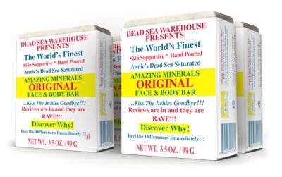 Dead Sea Warehouse - Amazing Minerals Original Face &amp; Body Bar - 3.5 OZ - Dead Sea Salt Soap - All Natural - Soothes &amp; Supports Healthy Skin - 4-Pack