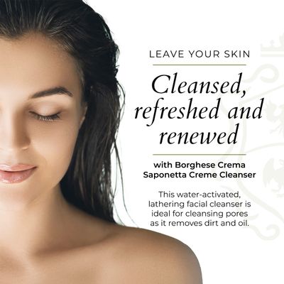 Borghese Crema Saponetta Creme Cleanser - Gentle Face Cleanser for Enlarged Pores, Tone & Texture with Sea Salt & Hyaluronic Acid, For All Skin Types