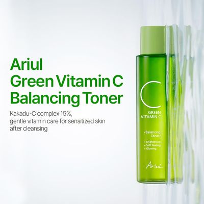 Ariul Green Vitamin C Balancing Toner, 5.3 fl oz (150 ml), Ariul Vitamin Toner, Lotion, Skin Care, Vegan, Vegan, Moisturizing, Exfoliating Care