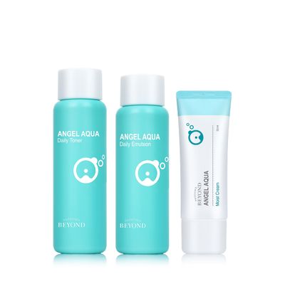 BEYOND Angel Aqua Moisture Skincare Set (11.2fl oz , 3-Piece Set) - Vegan Formula Korean Skin Care for Dry &amp; Rough Skin. Toner &amp; Emulsion. Hyaluronic Acid, Cica, Pantenol