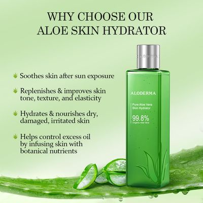 Aloderma Fresh Aloe Vera Face Hydrator Made with 99.8% Organic Aloe Vera within 12 Hours of Harvest - No Thickeners Great for Acne Prone & Sensitive Skin Repair, Scalp, & Hair 240ml