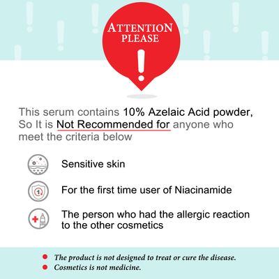 Azelaic Acid 10% Facial Serum with Niacinamide - Fast Rosacea Skin Care Product + Reduce Cystic Acne Scar + Redness Relief Face + Pimple Pigmentation Blackhead, 1 Fl Oz (30ml)