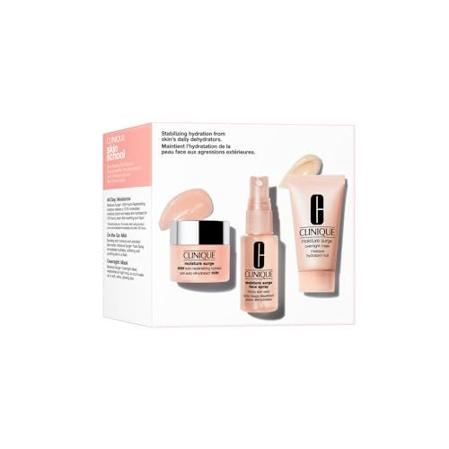 Clinique Skin School Supplies Set: Glowing Skin Essentials | Moisture Hydrator, Moisture Surge Face Spray + Moisture Surge Face Mask