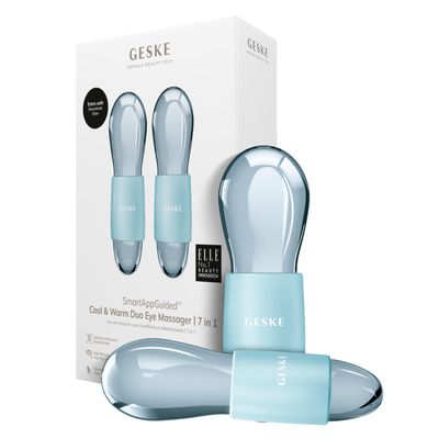 GESKE SmartAppGuided Cool &amp; Warm Duo Eye Massager | 7 in 1 | Time-saving Dual Massager | For Eyes &amp; Face | Battery-free Cooling &amp; Warming | Firms, Relaxes &amp; De-Puffs Skin