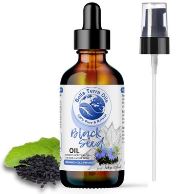 Bella Terra Oils - Black Seed Oil 4oz - Luxuriate in The Richness of Nigella Sativa, High in B-Vitamins, for a Naturally Beautiful Skin