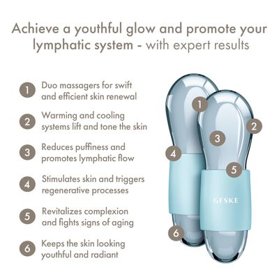 GESKE SmartAppGuided Cool &amp; Warm Duo Eye Massager | 7 in 1 | Time-saving Dual Massager | For Eyes &amp; Face | Battery-free Cooling &amp; Warming | Firms, Relaxes &amp; De-Puffs Skin