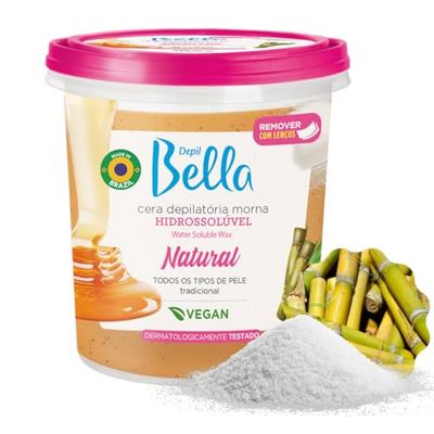 DEPIL BELLA Brazilian Sugar Wax, Hair Removal Wax for Personal &amp; Professional Use, Organic, Natural, Vegan, Washable, All Skin Types - 2.87lbs