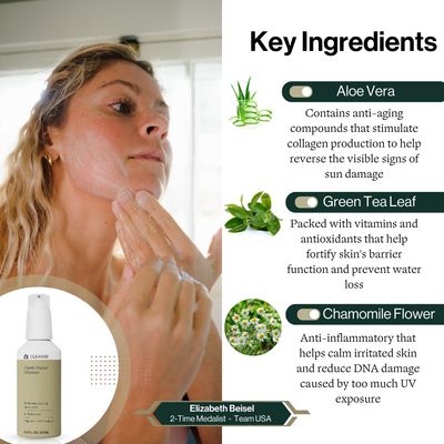 Dermasport Gentle Facial Cleanser for Swimmers and Other Athletes Removes Sunscreen and Chlorine - Moisturizing Face Wash, Fragrance &amp; Paraben-Free with Natural Extracts &amp; Exfoliation Complex 2 fl oz.