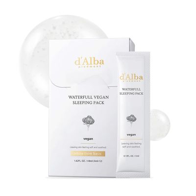 d&#39;alba Piedmont Italian White Truffle Waterfull Vegan Sleeping Pack, Non Wash-off Overnight Face Mask, Portable Gel-type for moisture retention, Safe for sensitive skin, Korean Skin Care
