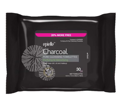 Epielle Charcoal Makeup Remover Wipes | Soft &amp; Gentle for All Skin Types | Removes Dirt, Oil, Waterproof Makeup | 6 Pack | Korean Skincare
